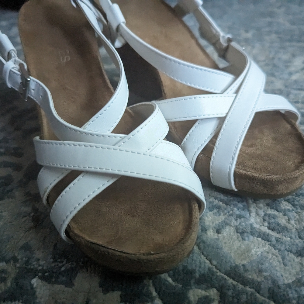 White Strappy Aerosoles Wedges - Picture 6 of 13